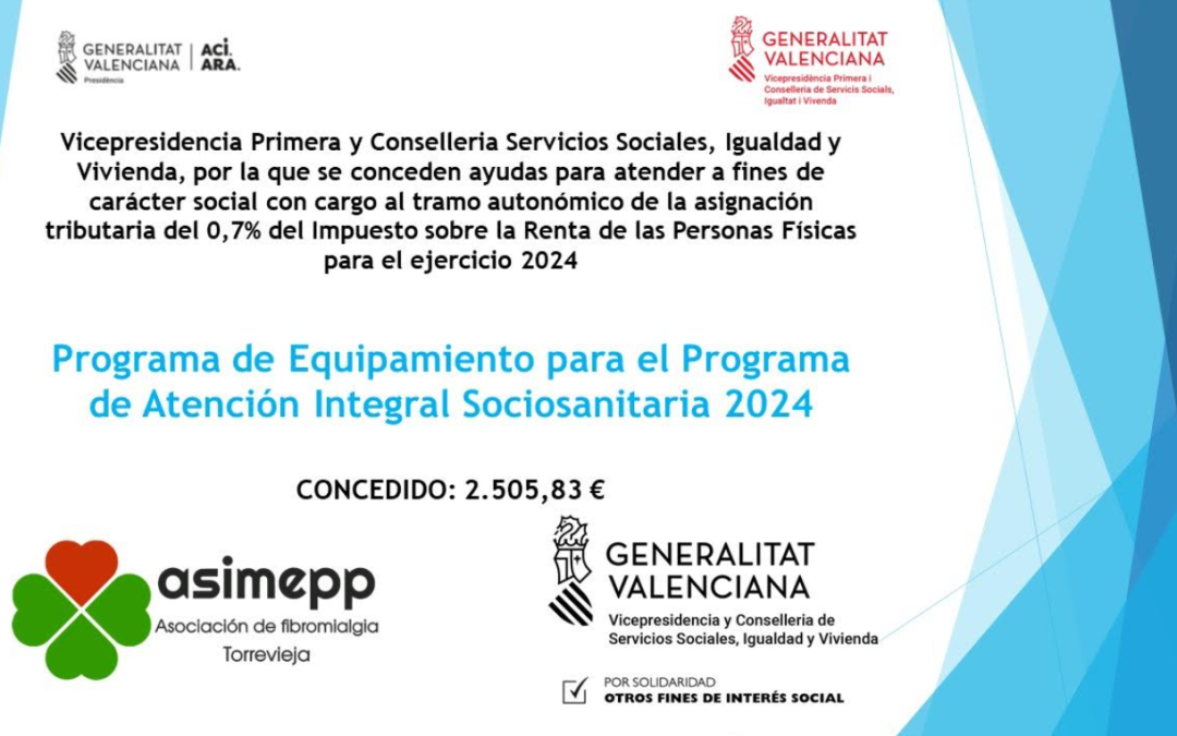ASIMEPP recibe una subvención de la Generalitat Valenciana para la mejora de equipamiento