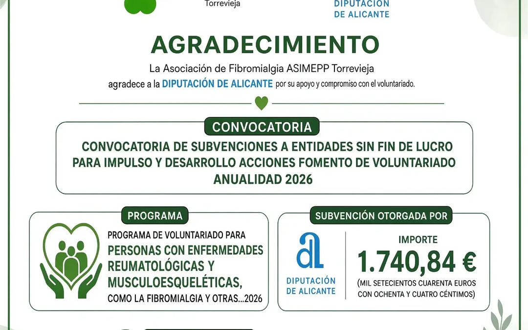 🌿 Reconocimiento al Impulso del Voluntariado en Fibromialgia: ASIMEPP y la Diputación de Alicante