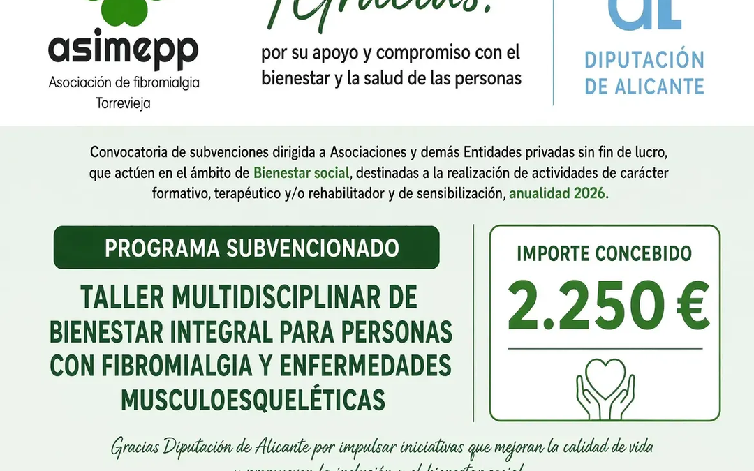 🌿 ASIMEPP y Diputación de Alicante: Impulsando el Bienestar Integral en Fibromialgia